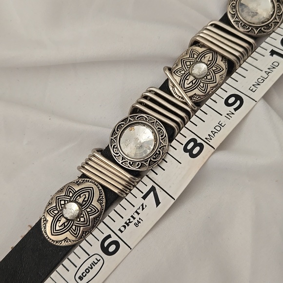 Western-Style Leather Belt featuring  silver-toned conchos & matching buckle - Picture 7 of 10